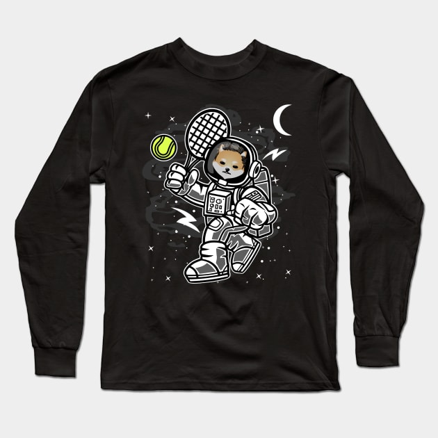 Astronaut Tennis Dogelon Mars ELON Coin To The Moon Crypto Token Cryptocurrency Blockchain Wallet Birthday Gift For Men Women Kids Long Sleeve T-Shirt by Thingking About